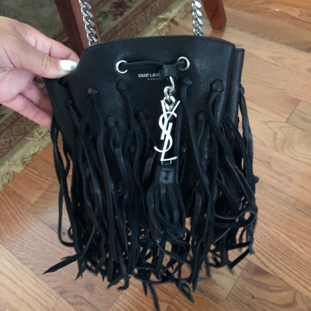 YSL fringe bucket bag